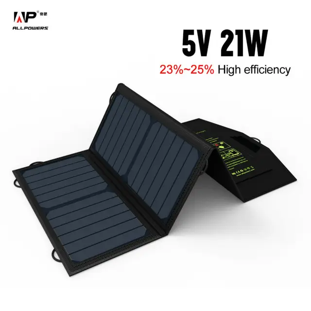 Best Offers ALLPOWERS 5V21W Portable Phone Charger Solar Charge Dual USB Output Mobile Phone Charger for iPhone Samsung Huawei Smartphone