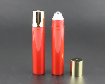 

12ps 20ml+3ps parts FREE roll on perfume red plastic bottle eye cream container with roller lotion cosmetics bottles portable