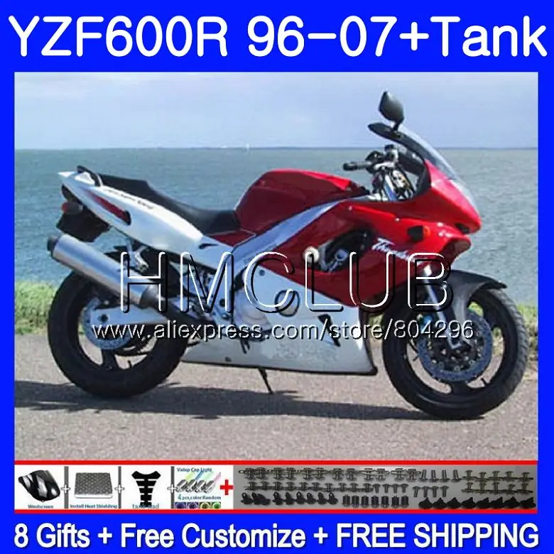 Комплект для YAMAHA YZF 600R Thundercat красный белый! 02 03 04 05 06 07 99HM38 YZF-600R YZF600R 2002 2003 2004 2005 2006 2007 обтекателя - Цвет: No. 1