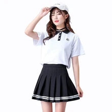 Японский консервативный стиль плиссированные мини юбки женские летние Harajuku Kawaii Полосатая юбка плиссированная школьная длинная юбка в пайетках