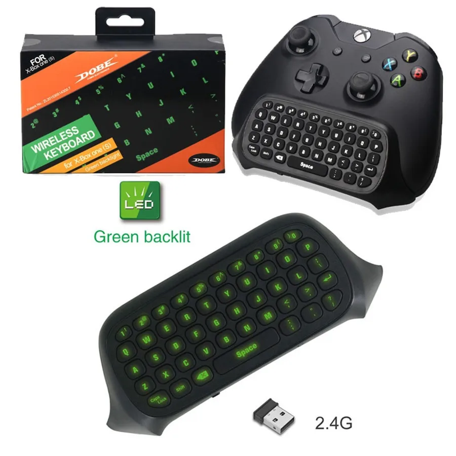 

Bluetooth Mini Wireless Keyboard For Xbox One/Xbox One S Controller 2.4G Chatpad Meaasge Handle Gamepad Green Backlight Keyboard