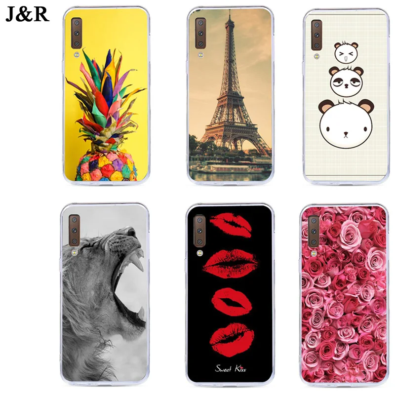 Case For Samsung A7 2018 A750 Cover Silicone Phone Cases For Samsung Galaxy J4 J6 J8 A6 PLUS 2018 Back Covers Cute Cartoon Paint