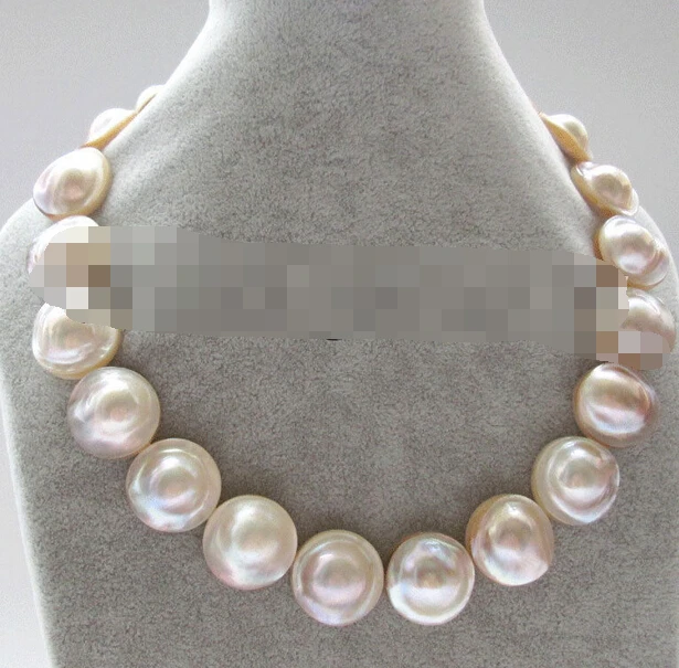 

Jew3110 18" 22-23mm big size natural white blister Mabe pearl necklace NEW