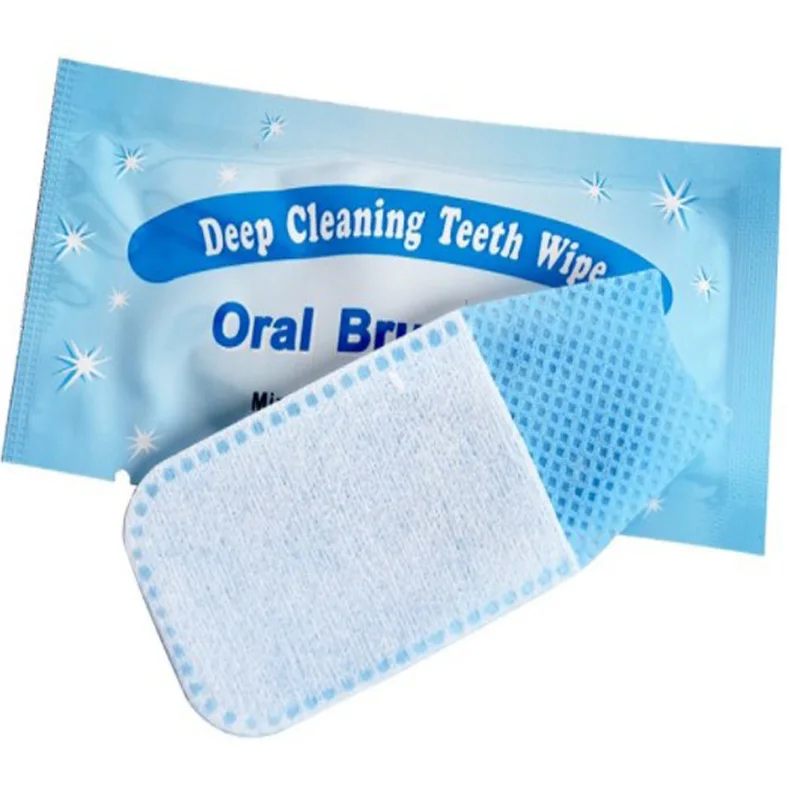 

100 Pieces/Pack Deep Cleaning Teeth Whitening Dental Brush Up Finger Wipe