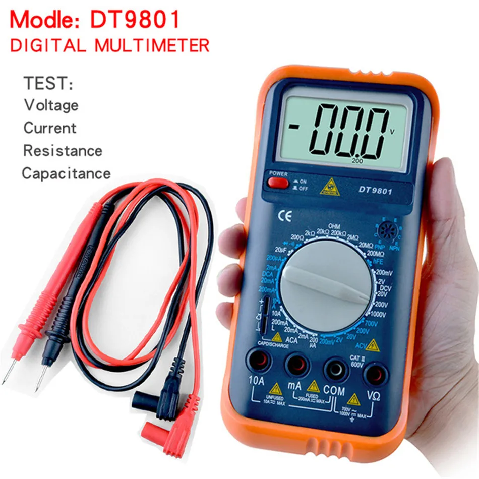 Digital multimeter Handheld Auto Range voltage current meter Resistance
