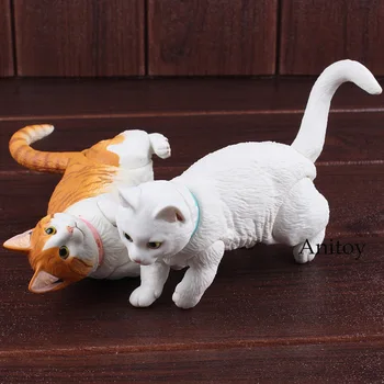 

Lovely Short Legged Munchkin Cat White Cat Small Animal Toys PVC Figure Action Collectible Model Toys for Children