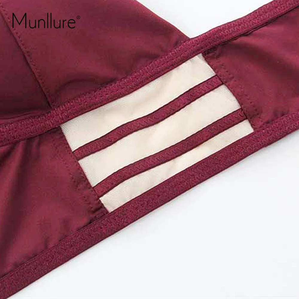 Новый сексуальный мягкий удобный комплект с бюстгальтером Munllure женское шелковое