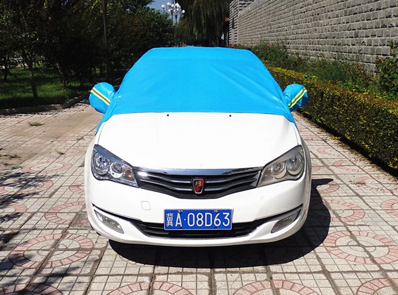 Universal Aluminum Waterproof Seamless Sunshade Anti UV Dust Rain Snow Windshiled Half Car Cover For Auto Saloon, Hatchback, SUV