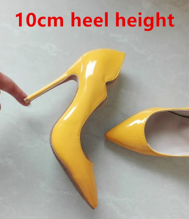 Модные женские туфли-лодочки; B-0050 на высоком каблуке; это для продвижения монет и купонов; нельзя изменить размер, высоту каблука и цвет - Цвет: yellow 10cm heel