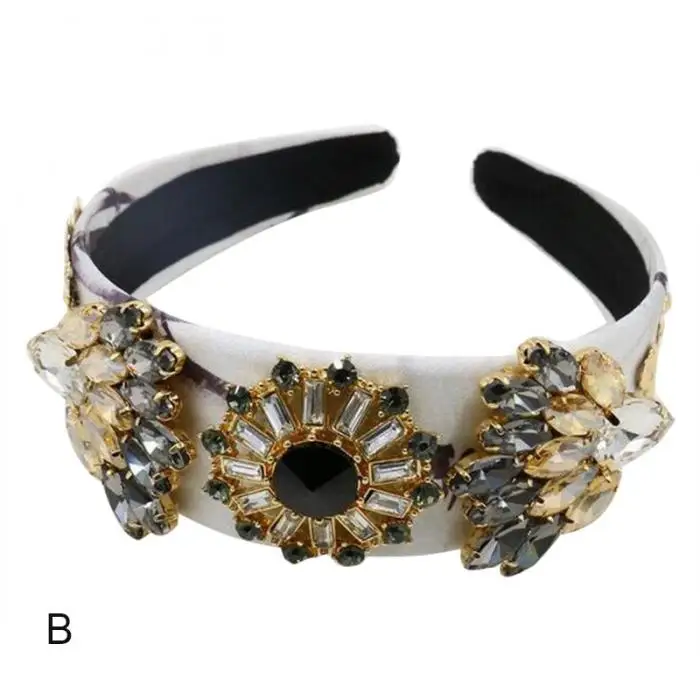 1Pc Women Hairband Luxury Rhinestone Floral Crystal Decor Headwear TY66