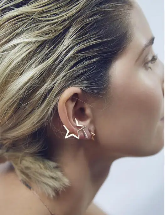 New fashion ear clip design simple triangle five-pointed star earrings without perforation 2019 hot clip-on no | Украшения и