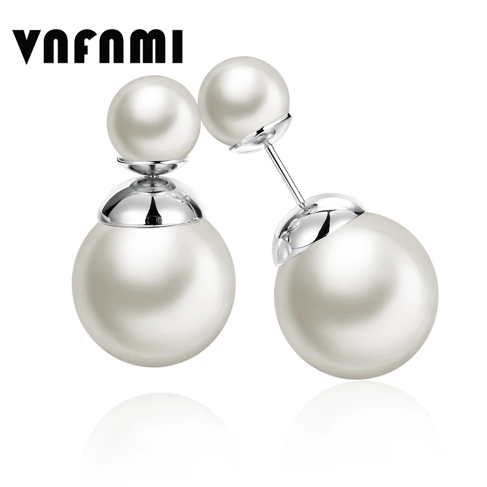 18k Rose Gold Platinum Plated Stud Double Sided Earrings Jewelry For 18k Rose Gold Platinum Plated Stud Double Sided Earrings Jewelry For Women Pearl Ball Earring Fine In From