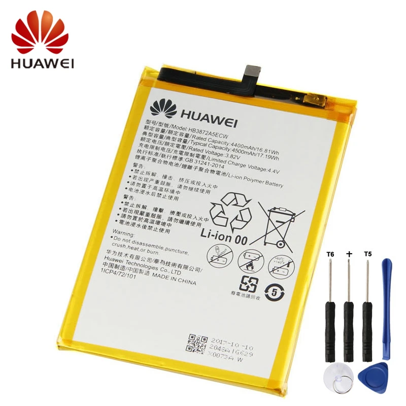 

HUAWEI HB3872A5ECW Genuine Battery For Huawei EDI-AL10 Honor note8 4500mAh Phone Battery + Tool