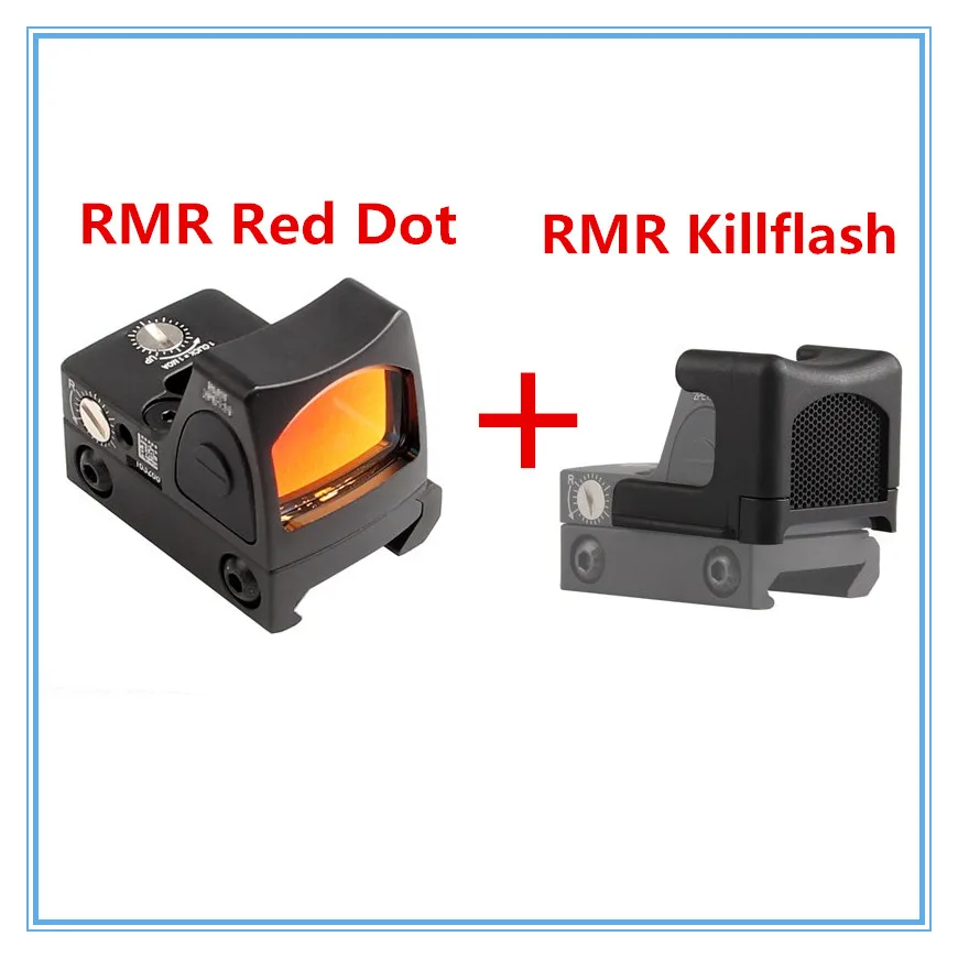

Mini RMR Red Dot Sight Collimator Glock Reflex Sight and Kill Flash fit 20mm Weaver Rail For Airsoft Hunting Rifle 5-4-2+37-32