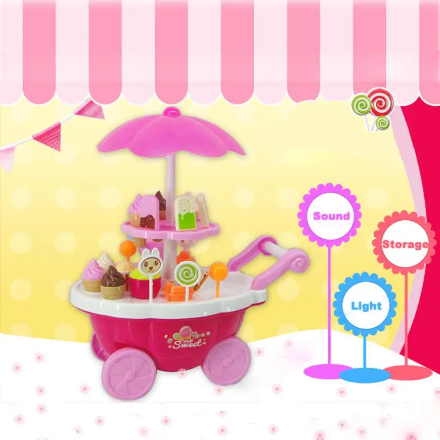 New Kids Toys Simulation Mini Candy Ice Cream Trolley Shop Pretend Play