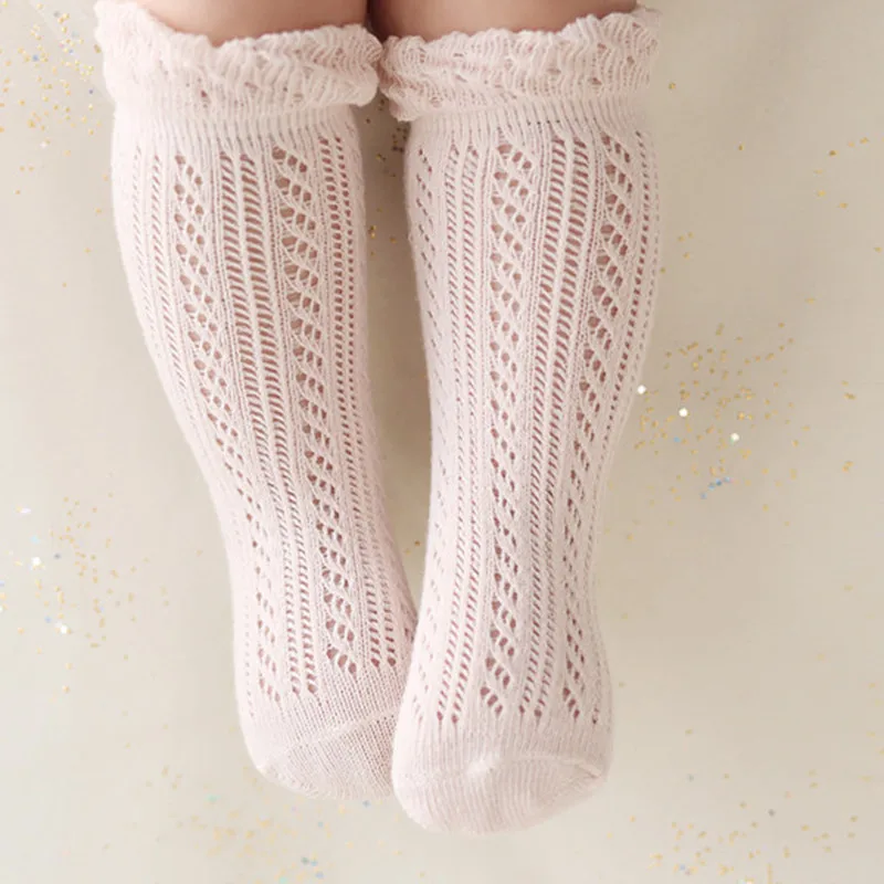 

Sweet Newborn Baby Girl Socks Cotton Summer Infant Baby Knee High Socks for 0-4 Years White/Pink 1 Pair
