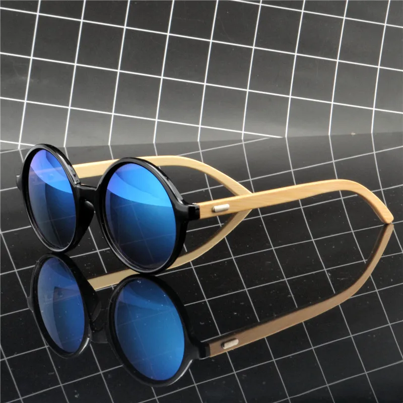 MINCL Модные мужские солнцезащитные очки для Для женщин Для мужчин ретро солнцезащитные очки Брендовая Дизайнерская обувь Винтаж маленькая круглая оправа, бамбуковые, солнцезащитные очки UV400 NX