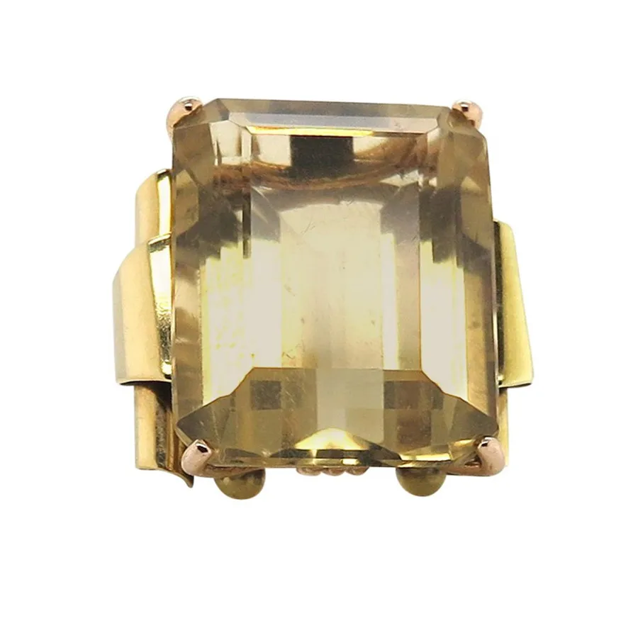 

Luxury Big Crystal Yellow Square Stone Ring Male Female Gold Color Engagement Ring Vintage Party Wedding Rings For Women
