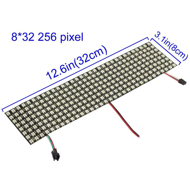 DC5V WS2812B 2812 Гибкий цифровой светодиодный запрограммирован Панель 8*32 8*8, 16*16 пикселей индивидуально адресуемых 5050 RGB полный мечта Цвет - Испускаемый цвет: 8x32