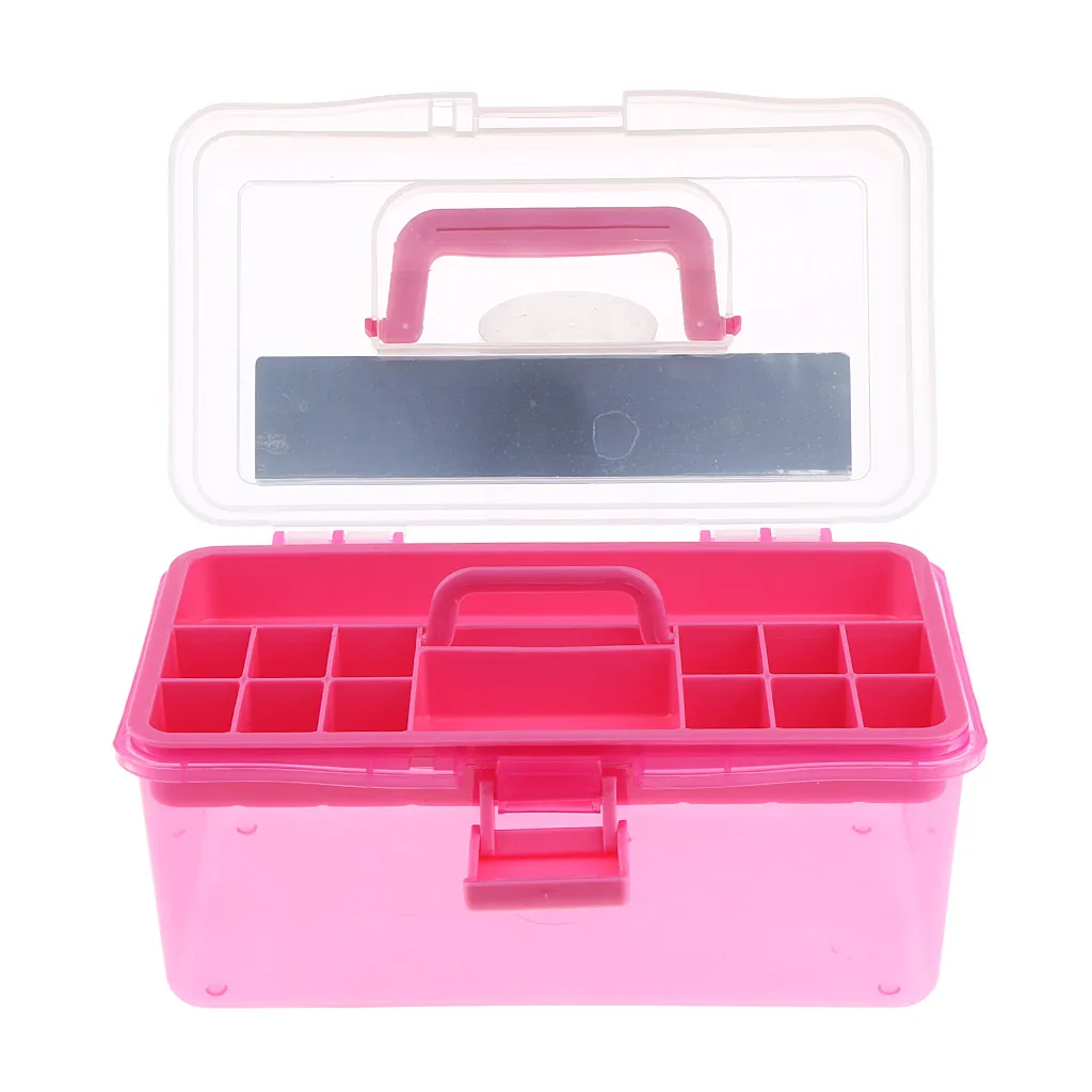 Super Satchel Double Deep with Removable Dividers,Nail Art Tools and Crafts Storage Container Box with Handle,Transparent