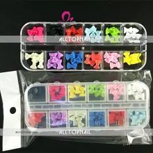 Акриловые Nail Art Блеск Bowties 12 цветов украшения для ногтей 60 шт. в коробке 100 компл./лот