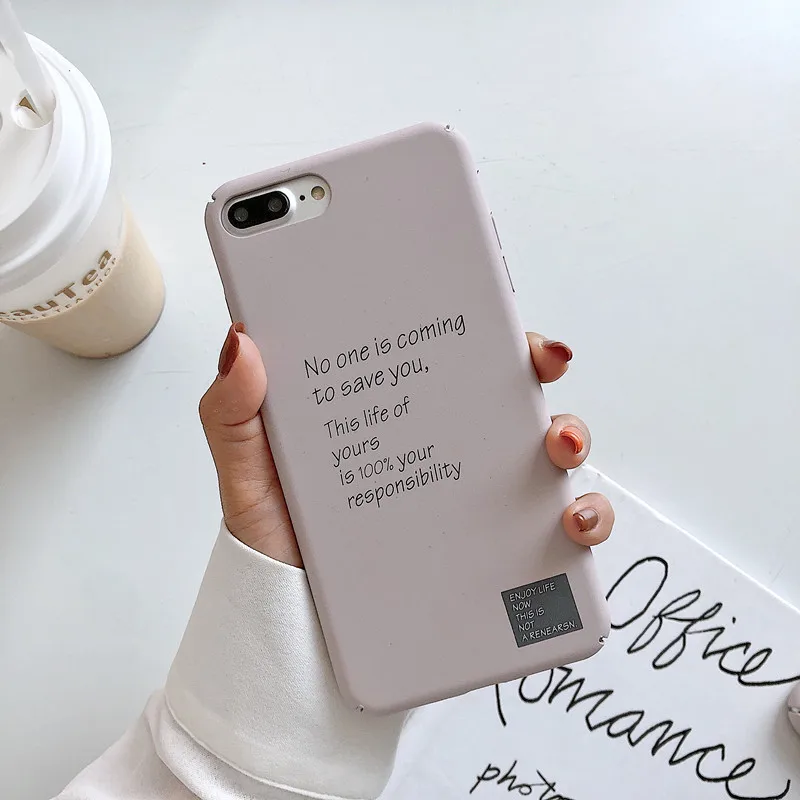 

Solid Color Simple Retro Letter Korean Phone Case For iPhone X Xs XR Xsmax 6 6S 7 8 Puls Cases Retro Hard PC Matte Cover Coque