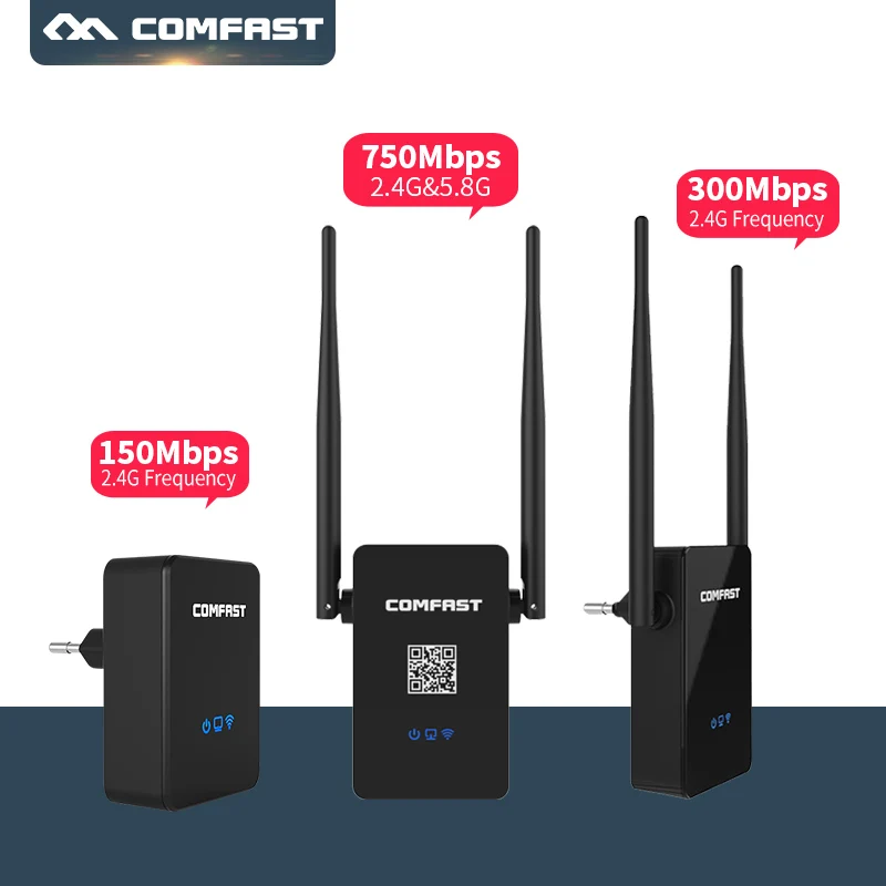 Беспроводной Wi-Fi ретранслятор 300 Мбит/с 750 Мбит/с Comfast двухдиапазонный 2,4/5G расширитель сигнала расширитель маршрутизатор CF-WR750AC V2