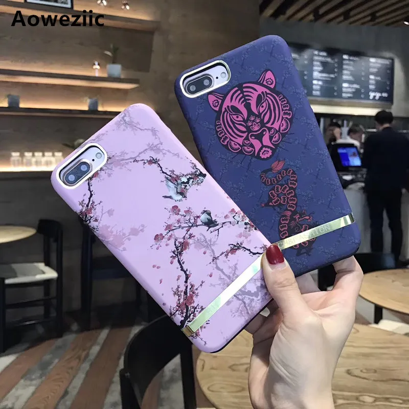 

Aoweziic 2018 Europe the latest Tiger head flower RICH & FASHION for iPhone X 8 phone case all-inclusive combo 6s 7plus shell