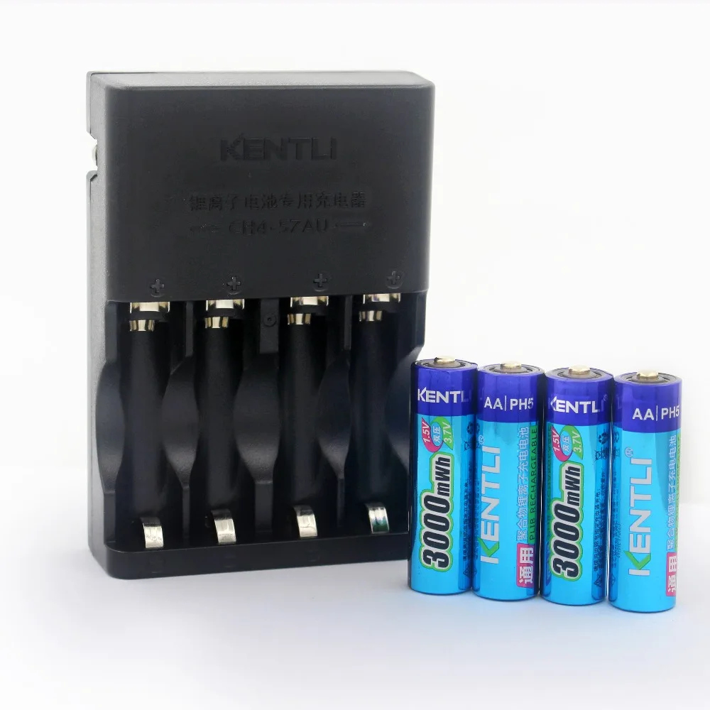 4 шт. KENTLI 1 5 в AA PH5 3000mWh PLIB литий ионная полимерная литиевая батарея + порта AAA