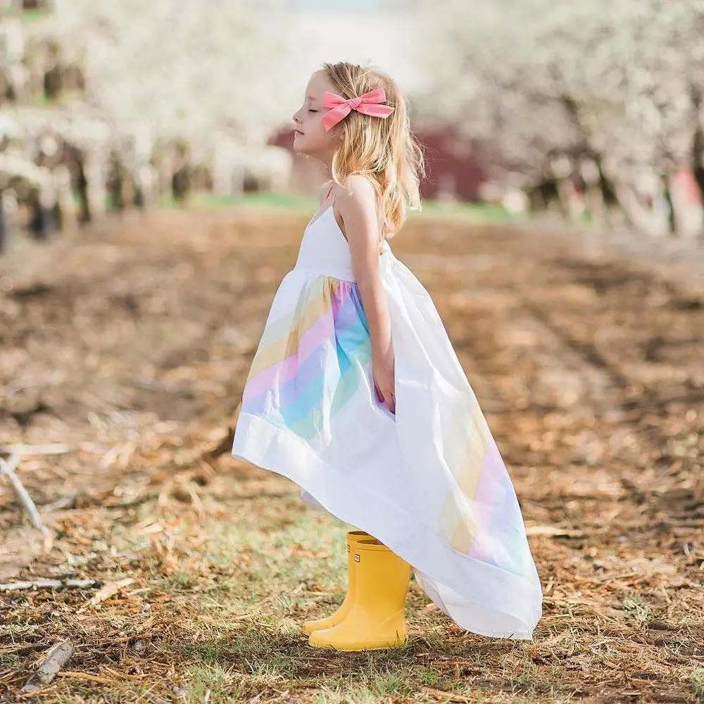 

Summer Princess Dress For Kid Baby Girls Clothes Party Pageant Cute Sleeveless Backless Strap Rainbow Beach Tutu Dresses