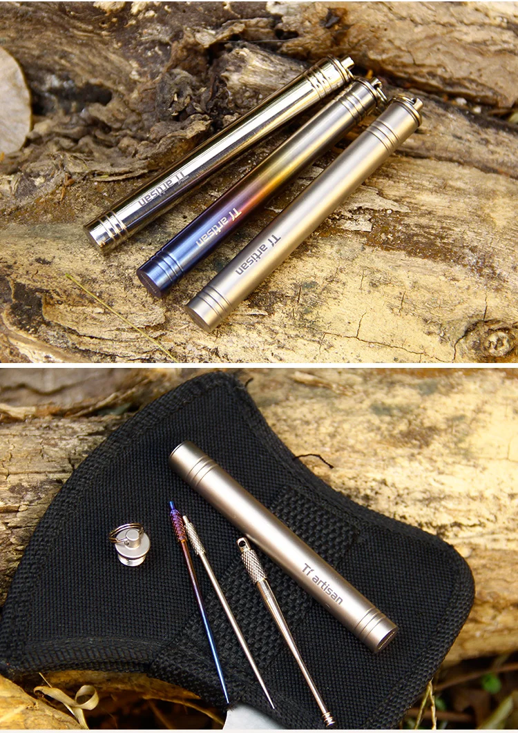 Ti artisan открытый titanium зубочистка коробка портативная зубочистка держатель дорожный аксессуар инструмент с кольцом для ключей 3 цвета на