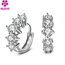 RUOYE,, модные серьги-гвоздики, ряд, циркон, розовое золото, серебро, серьги для женщин, корейский Серебряный, ювелирные изделия для ушей, femme oorbellen