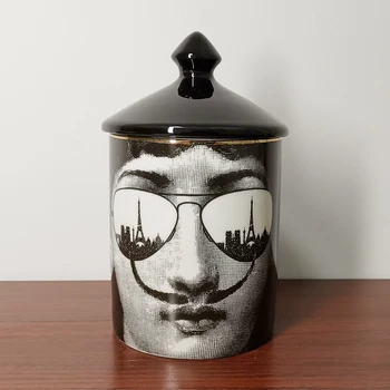 

Retro European Style Candle Holder Lina Face Scented Candles Cans Ceramic Products Storage Jar Home Desktop Decoration