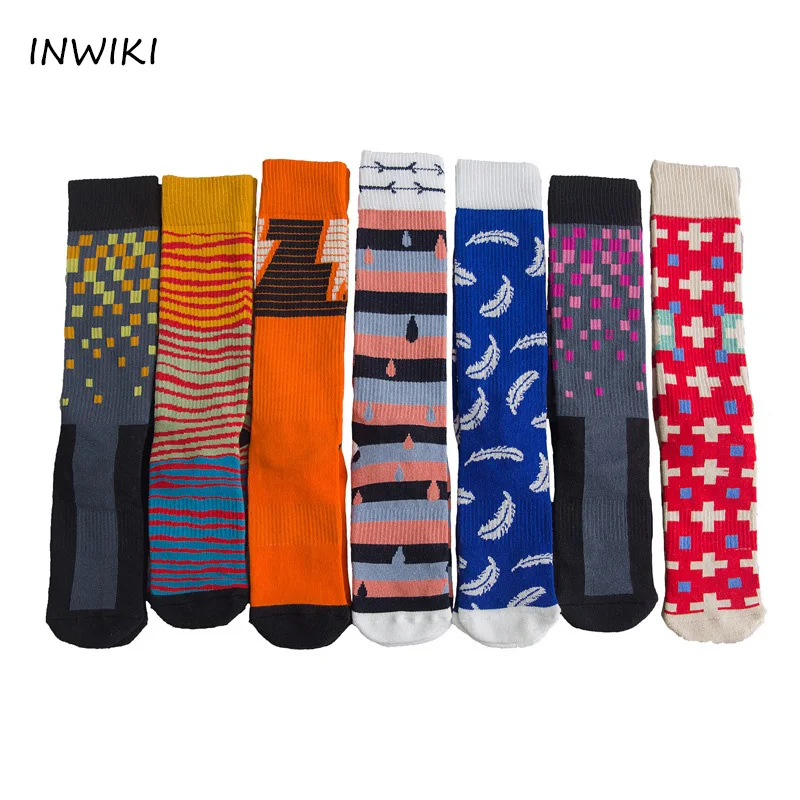 2019 New Men Sport Hiking Cycling Running Socks Pure Cotton In Personality Cartoon Man happy Male |