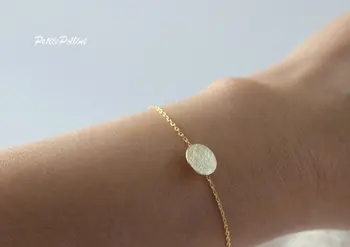 

Brushed Round Circle Bracelet Tiny Disk Coin Bracelet Simple Geometric Minimalist Disc Dot Pie Bracelets for Women