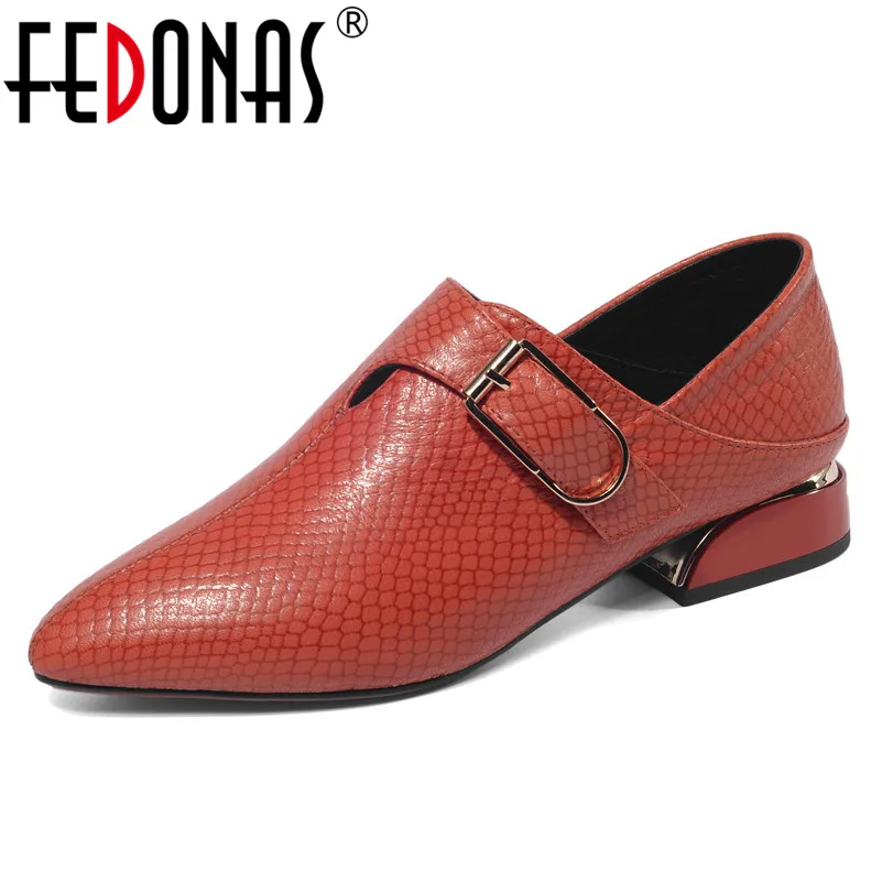 

FEDONAS Plus Size Buckle Women Pumps Elegant Party Office Ladies Casual Shoes Woman Quality Genuine Leather High Heels Shoes