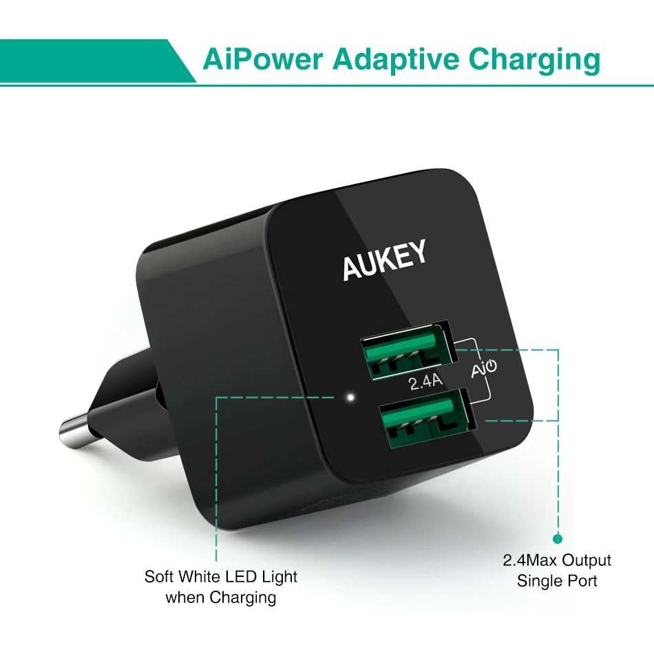 AUKEY мобильного телефона зарядное устройство 2.4A двойной порты мини стены быстрой