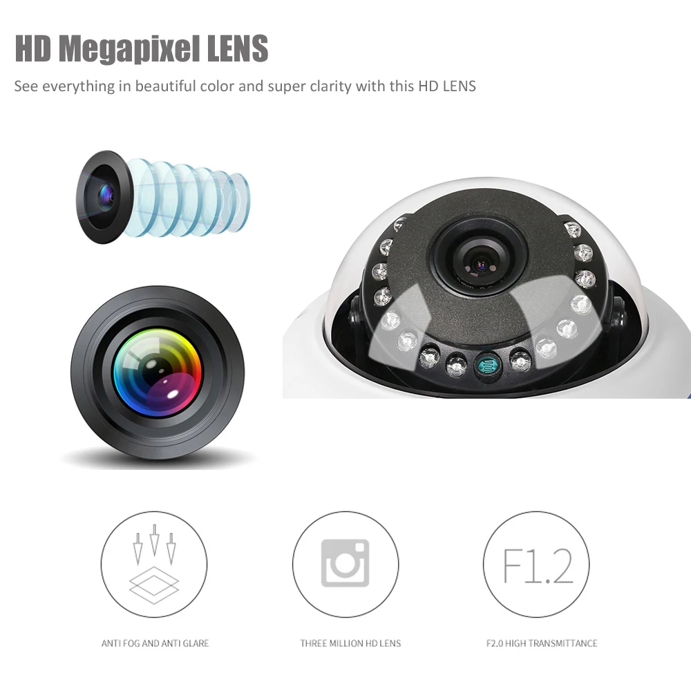 Камера видеонаблюдения AZISHN Vandalproof 1080P 960P 720P беспроводная и Проводная IP камера