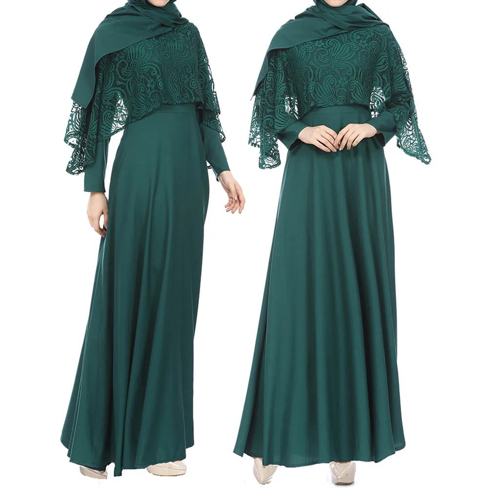 KLV/ Абаи Дубай Для женщин платье для невесты с длинным рукавом Кружевное платье для паломничества Рамадан кафтан Ислам кимоно Для женщин турецкий ИД Мубарак