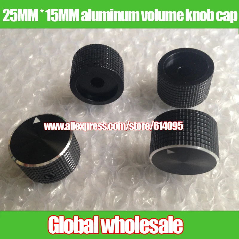 

5pcs 25MM * 15MM aluminum volume knob cap / adjustment potentiometer knob cap black hole 6MM