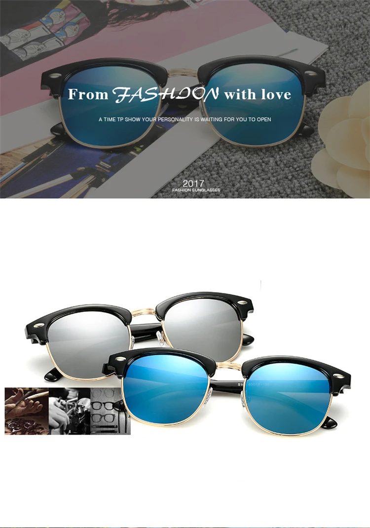 2019 Sunglasses Women Popular Brand Designer Retro men Summer Style Sun Glasses Rivet Frame Colorful Coating Shades (3)