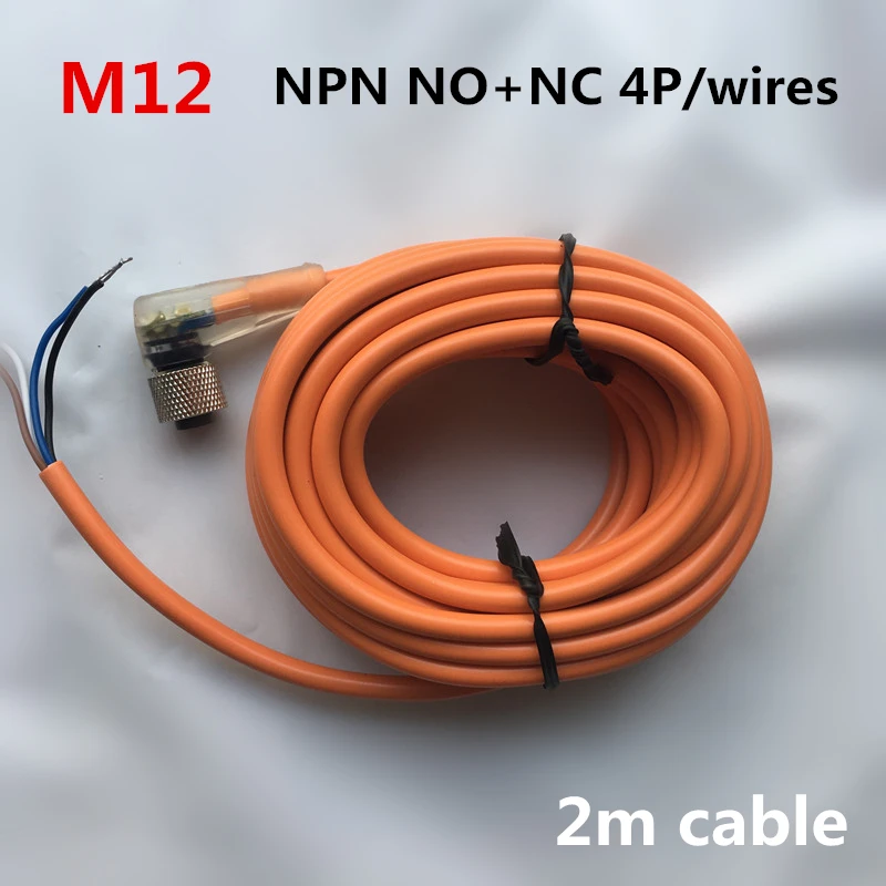 Соединители датчиков M12 4 контакта/4 провода NPN 2 м ПВХ угловой тип кабеля со