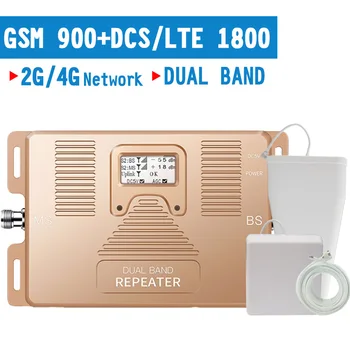 

Walokcon GSM 900 1800 2G 3G 4G LTE Signal Repeater 900 4G LTE DCS 1800 Cellular Signal Booster 4G Amplifier 70dB Gain LCD AGC