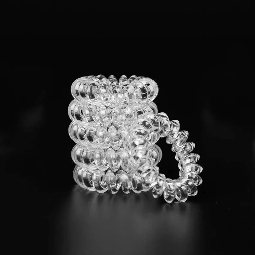 

Wholesale 10Pcs 3.5 CM Transparent Elastic Telephone Line Wire Hair Bands Ropes Ponytail Holders Headwear Accessory