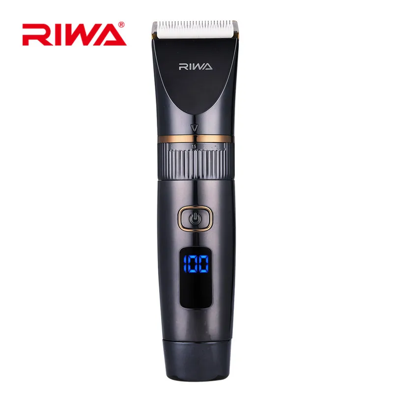 

RIWA Waterproof Hair Trimmer LED Display Men's Hair Clipper Titanium Ceramic Blade Rechargeable Hair Cutting Machine Barber Tool