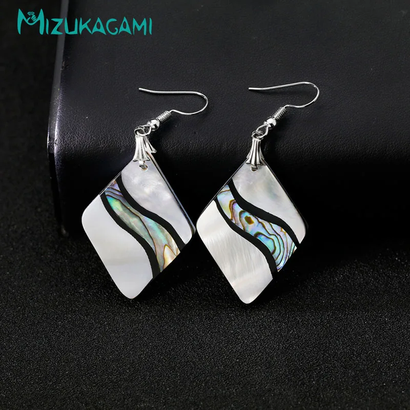 

Earrings for Women Square Abalone Shell Zinc Alloy Korean Earrings Indian Jewelry Aretes De Mujer 2019