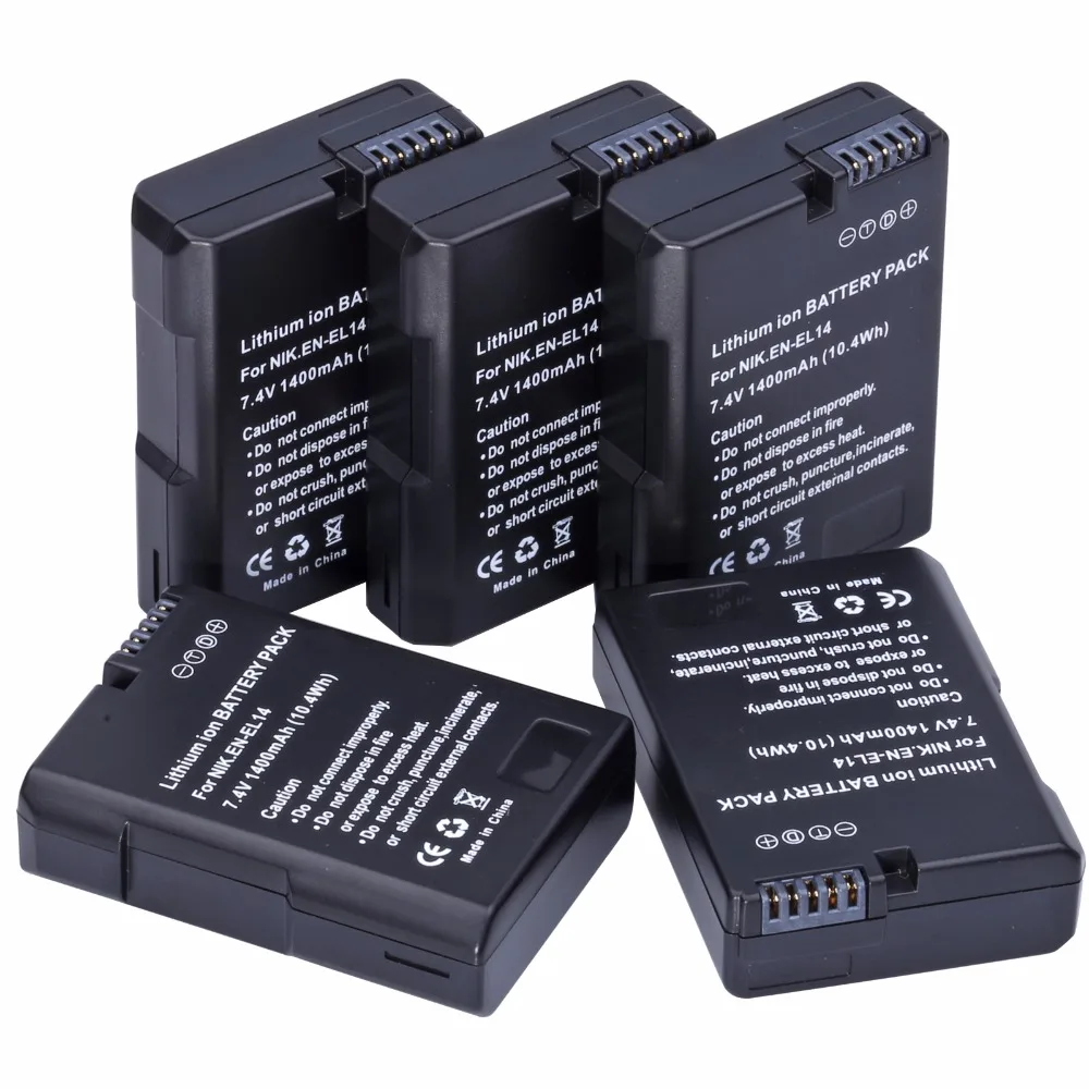 5Pcs Probty EN-EL14 EN-EL14a EL14 Battery for NIKON DSLR D5300 D5200 D5100 D3300 D3200 D3100 P7800 P7700 P7100 P7000 Df Camera 5Pcs Probty EN-EL14 EN-EL14a EL14 Battery for NIKON DSLR D5300 D5200 D5100 D3300 D3200 D3100 P7800 P7700 P7100 P7000 Df Camera