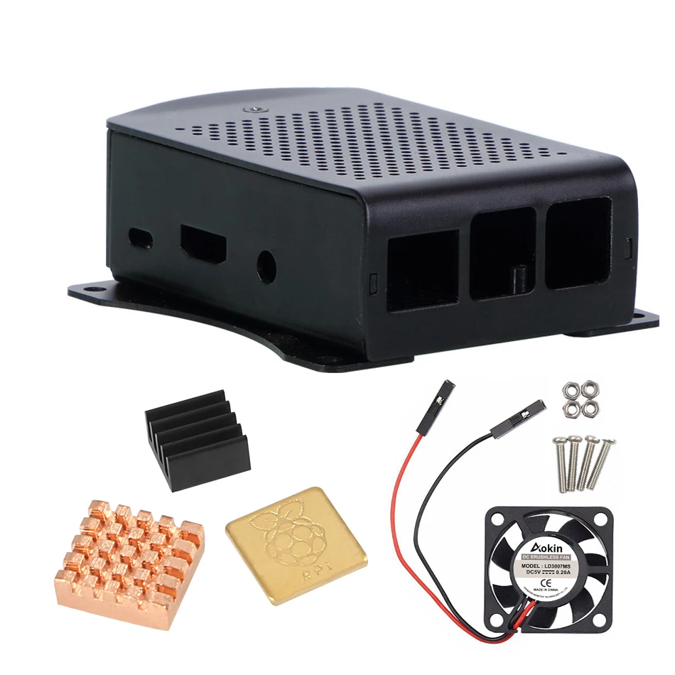 Raspberry Pi 3 корпус Модель B+ Raspberry Pi алюминиевый корпус Металлический Корпус Вентилятор охлаждения с винтами теплоотвод+ комплект корпуса