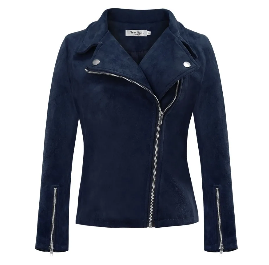 

Modecrush Women Plus Size Suede Faux Leather Jacket 2019 Spring Autumn Winter Side Zipper Turn Down Collar Oversized Outerwear
