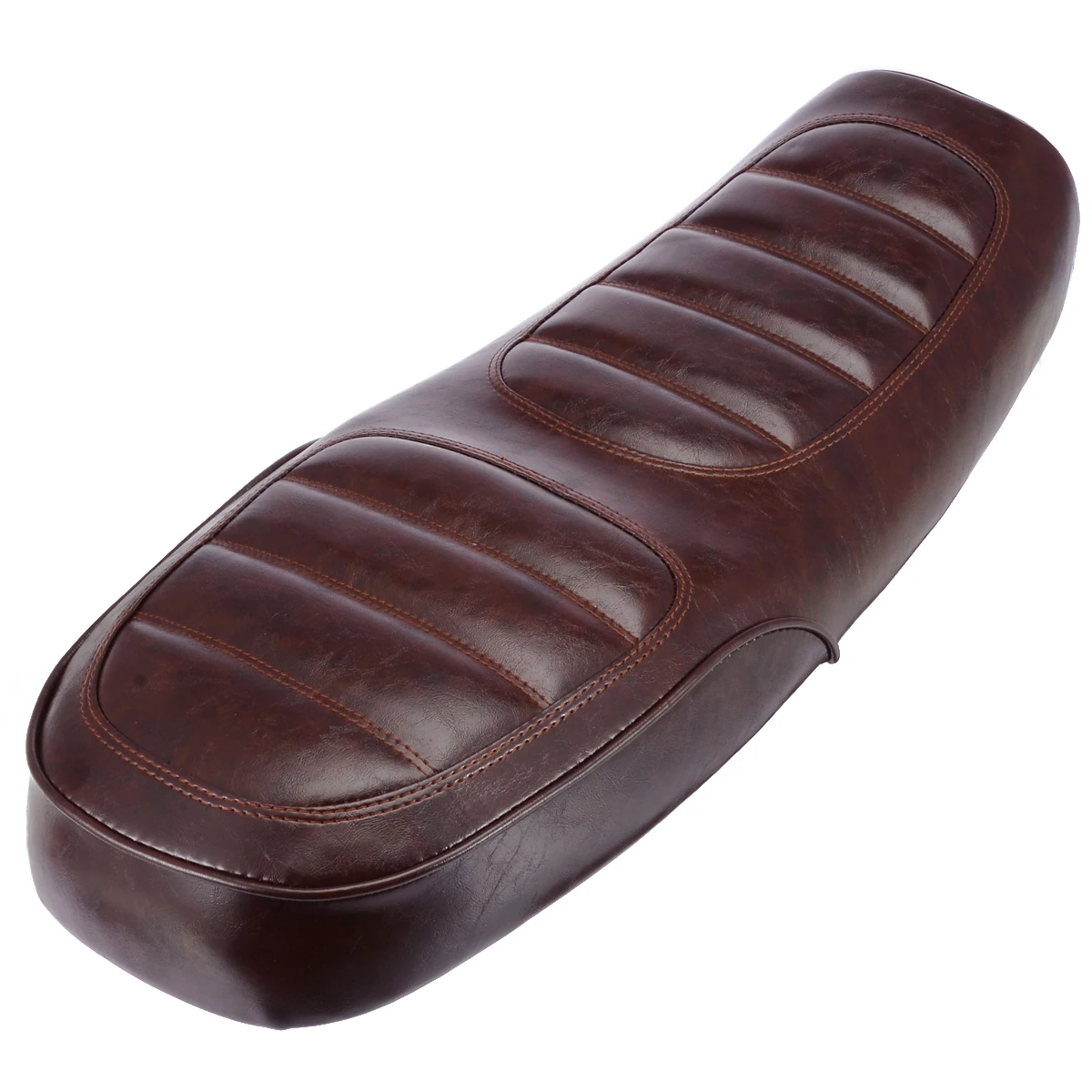 For U 200 250 1PC Vintage Brown Motorcycle Cafe Racer Seat PU Leather Flat Brat Styling Saddle Bag Mayitr